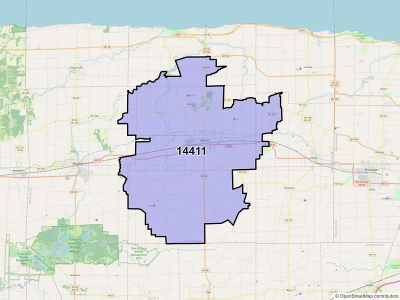 Map of ZIP Code 14411 — Albion, NY