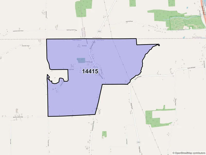 Map of ZIP Code 14415 — Bellona, NY