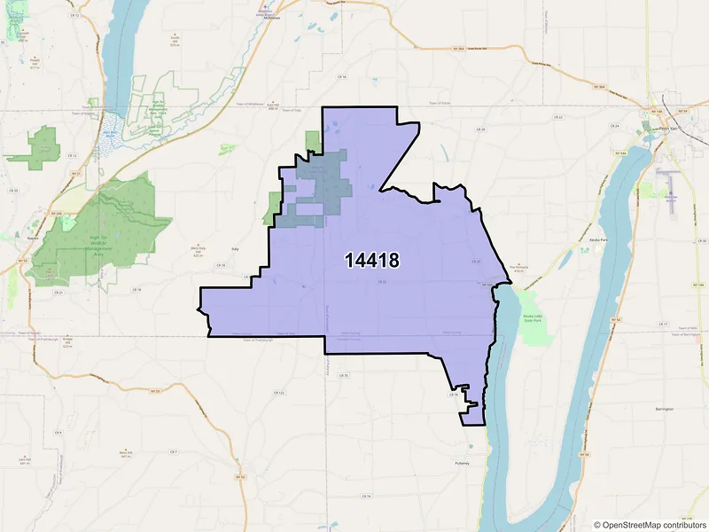 Map of ZIP Code 14418 — Branchport, NY