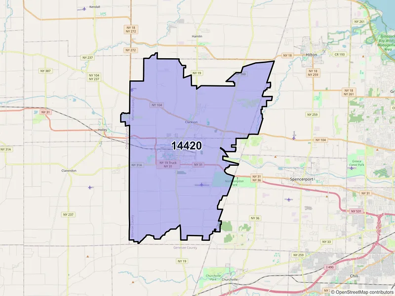 Map of ZIP Code 14420 — Brockport, NY