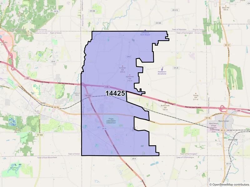 Map of ZIP Code 14425 — Farmington, NY