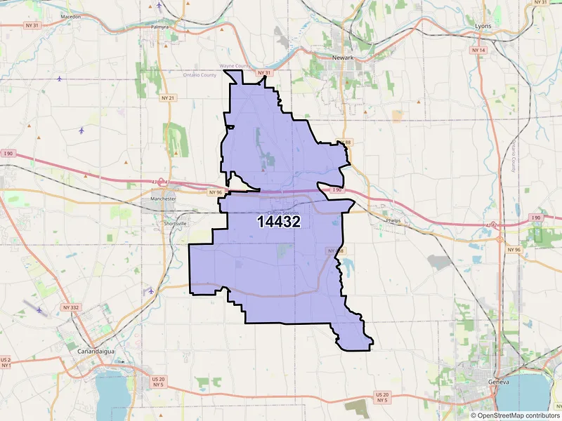 Map of ZIP Code 14432 — Clifton Springs, NY