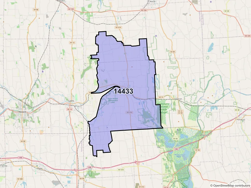 Map of ZIP Code 14433 — Clyde, NY