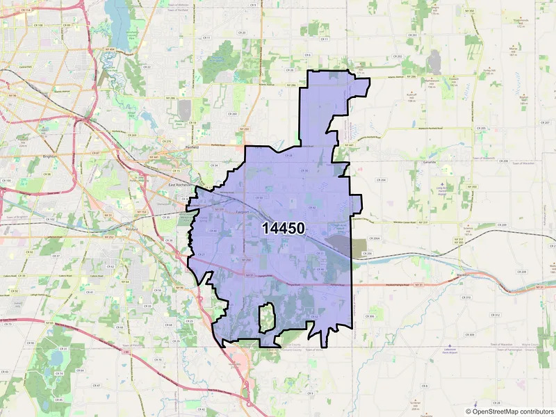 Map of ZIP Code 14450 — Fairport, NY