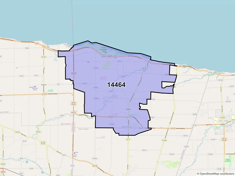 Map of ZIP Code 14464 — Hamlin, NY