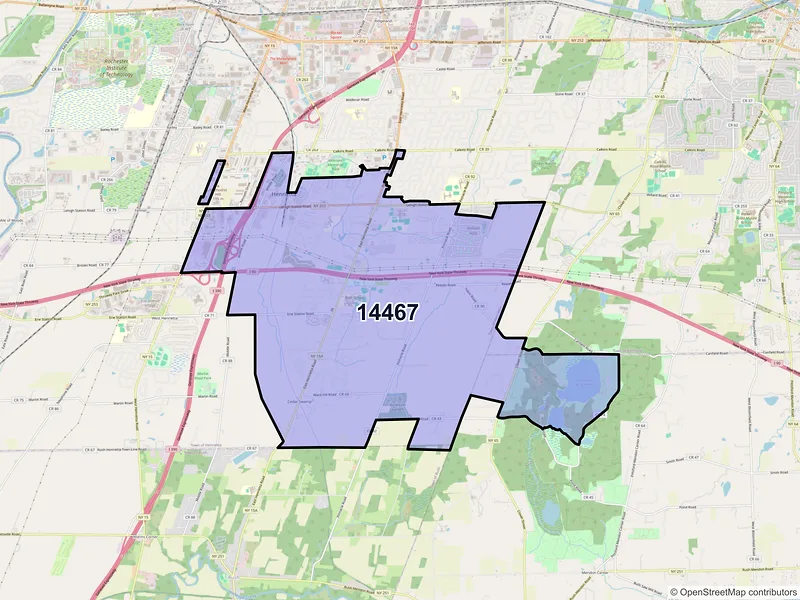 Map of ZIP Code 14467 — Henrietta, NY