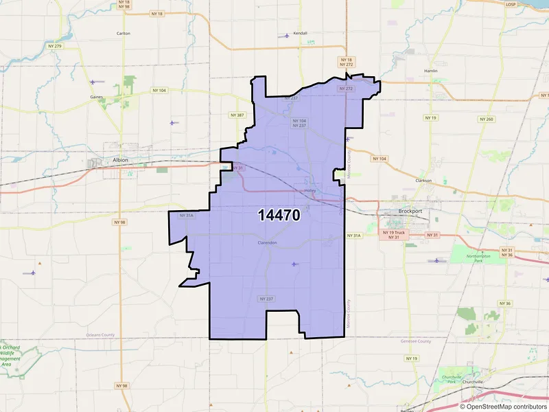 Map of ZIP Code 14470 — Holley, NY