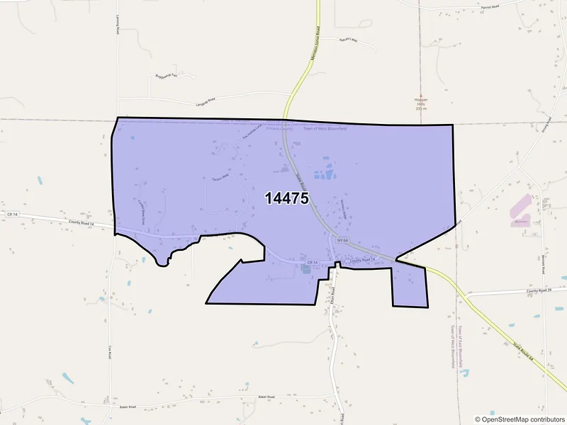 Map of ZIP Code 14475 — Ionia, NY