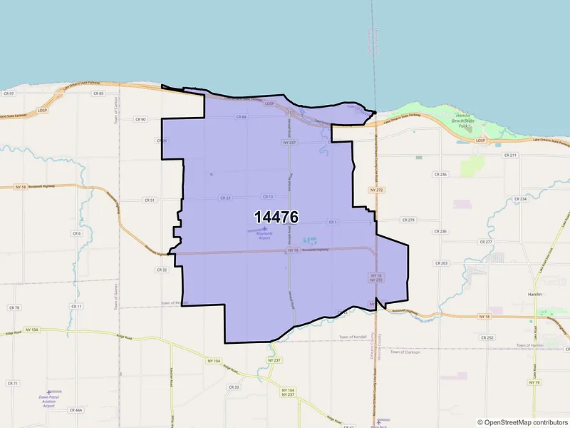 Map of ZIP Code 14476 — Kendall, NY