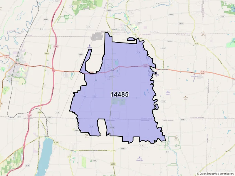 Map of ZIP Code 14485 — Lima, NY