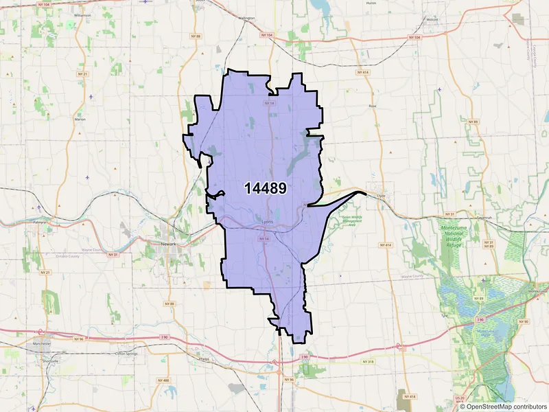 Map of ZIP Code 14489 — Lyons, NY