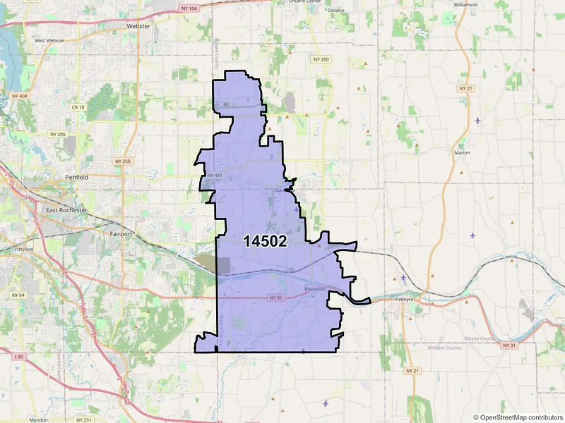 Map of ZIP Code 14502 — Macedon, NY