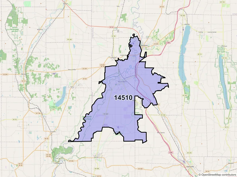 Map of ZIP Code 14510 — Mount Morris, NY