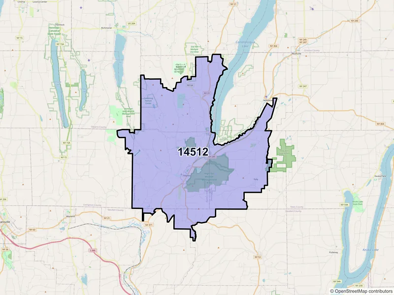 Map of ZIP Code 14512 — Naples, NY