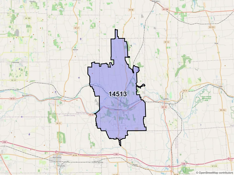 Map of ZIP Code 14513 — Newark, NY