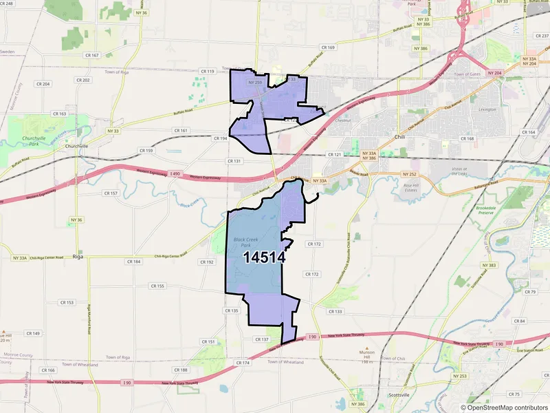 Map of ZIP Code 14514 — North Chili, NY