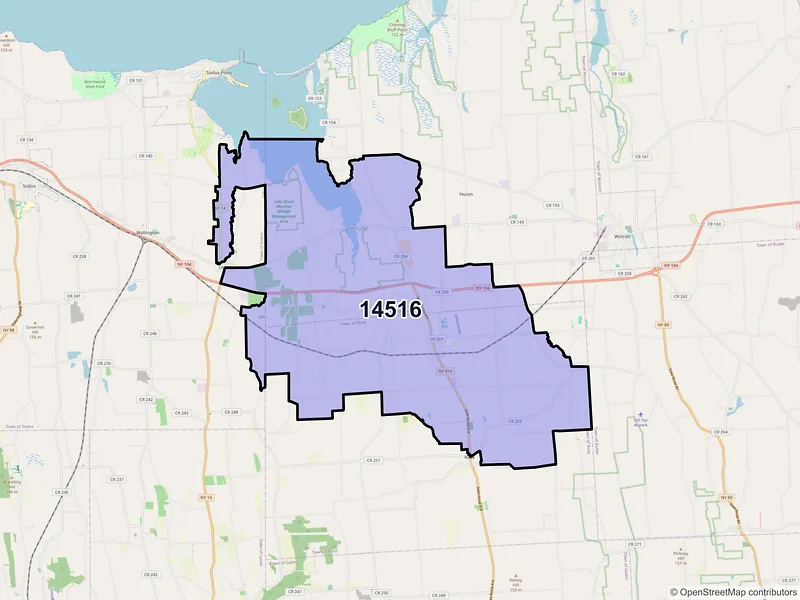 Map of ZIP Code 14516 — North Rose, NY