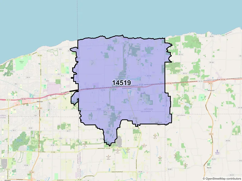 Map of ZIP Code 14519 — Ontario, NY