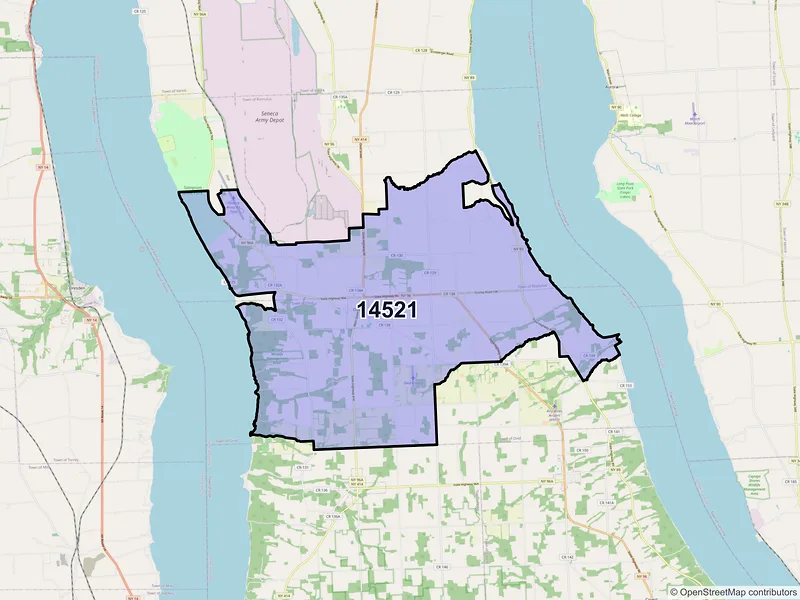 Map of ZIP Code 14521 — Ovid, NY