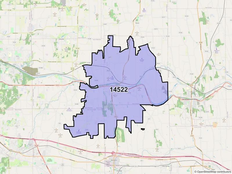 Map of ZIP Code 14522 — Palmyra, NY