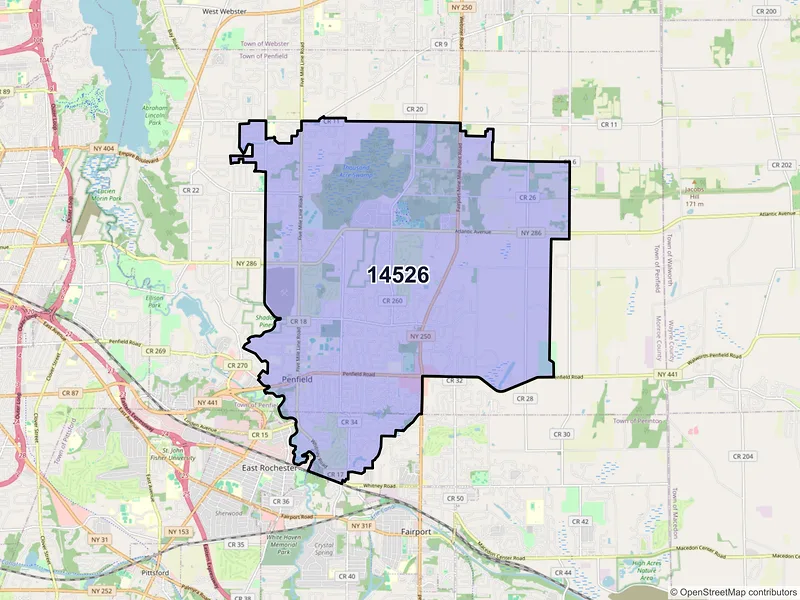 Map of ZIP Code 14526 — Penfield, NY