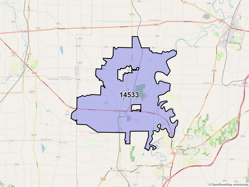 Map of ZIP Code 14533 — Piffard, NY