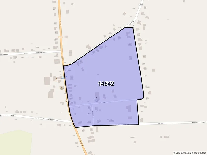 Map of Rose, New York and ZIP codes