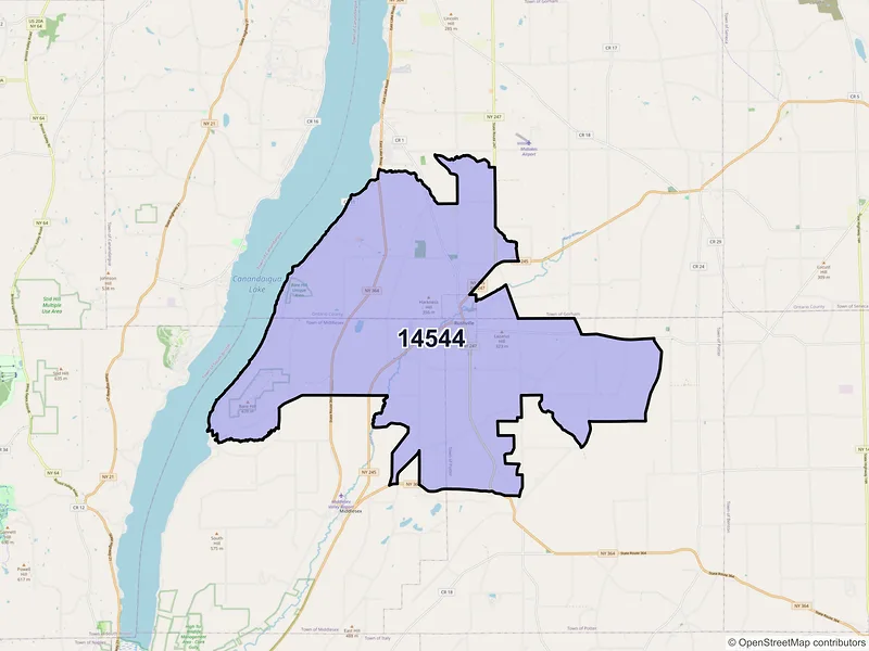Map of ZIP Code 14544 — Rushville, NY