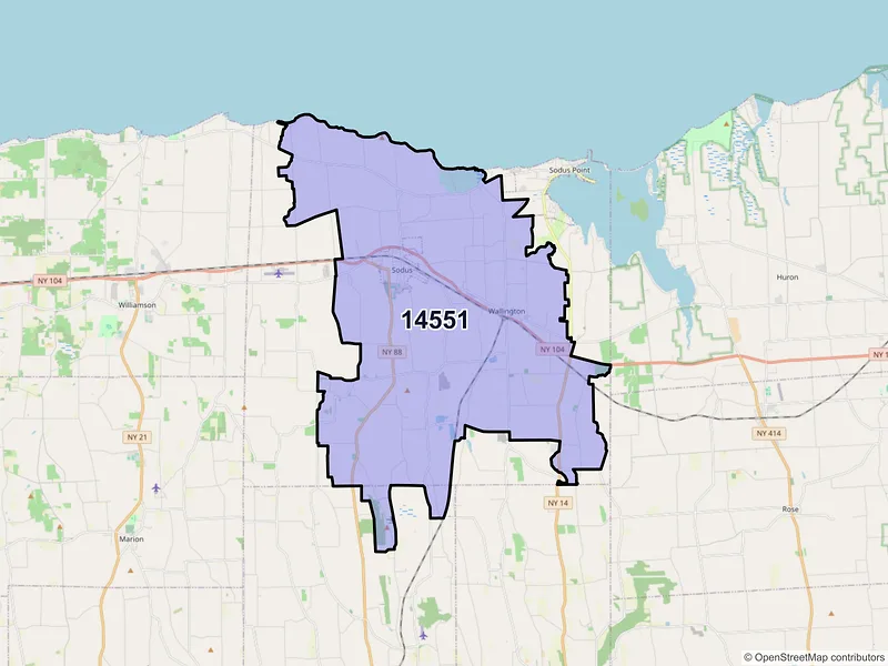 Map of ZIP Code 14551 — Sodus, NY