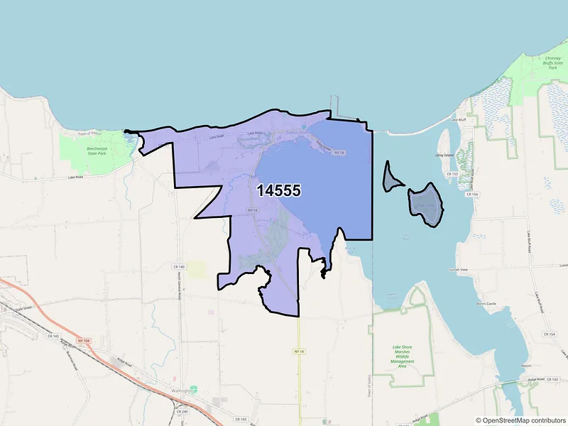 Map of ZIP Code 14555 — Sodus Point, NY
