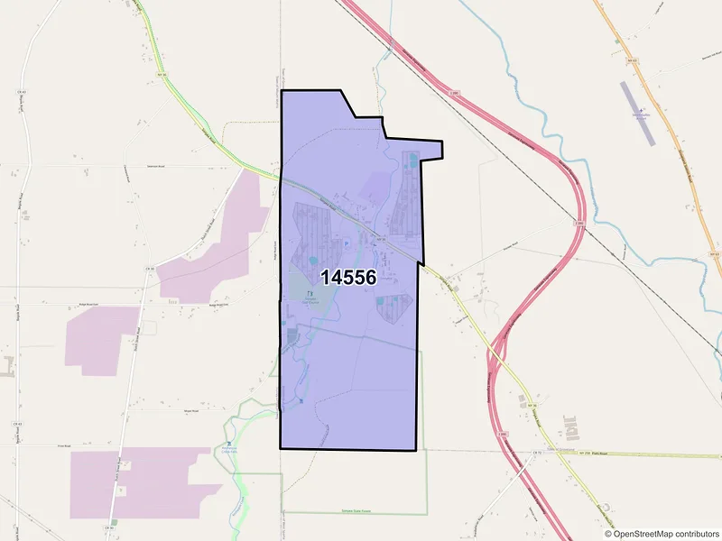 Map of Sonyea, New York and ZIP codes