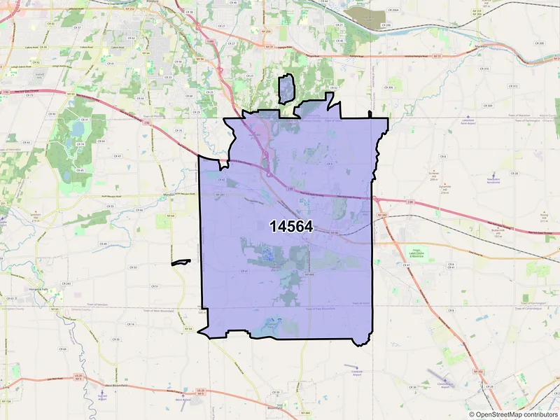 Map of ZIP Code 14564 — Victor, NY