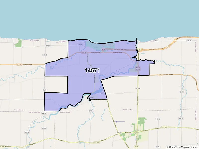 Map of ZIP Code 14571 — Waterport, NY