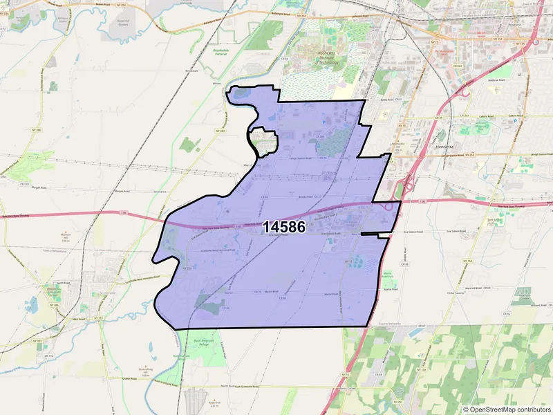 Map of ZIP Code 14586 — West Henrietta, NY