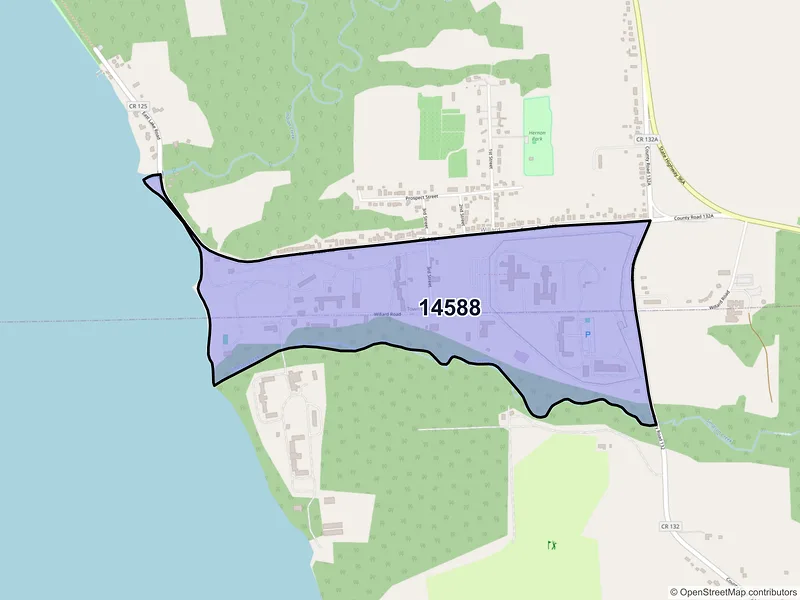 Map of Willard, New York and ZIP codes