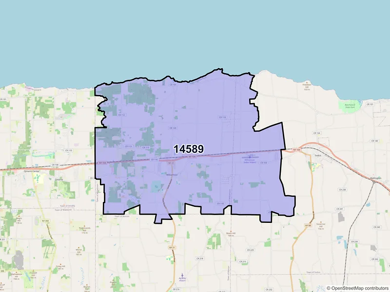 Map of ZIP Code 14589 — Williamson, NY