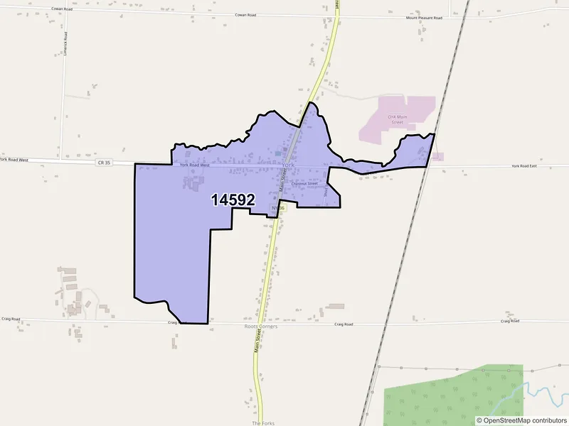 Map of York, New York and ZIP codes