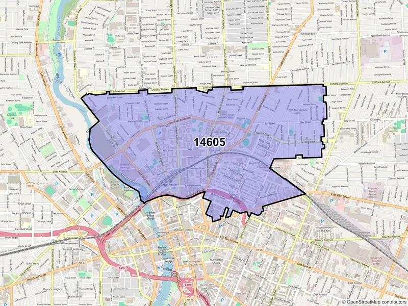 Map of ZIP Code 14605 — Rochester, NY