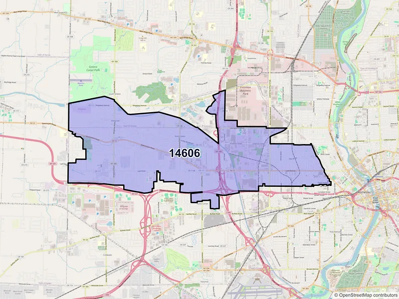 Map of ZIP Code 14606 — Rochester, NY