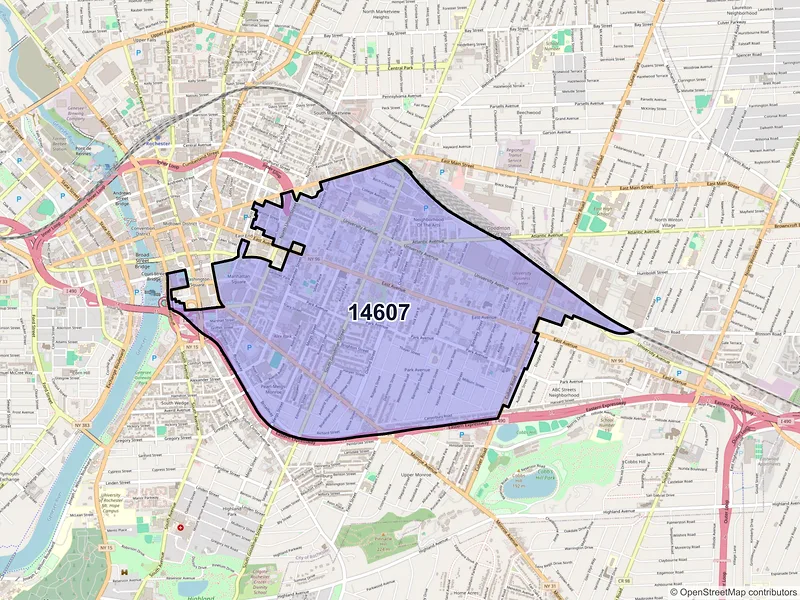Map of ZIP Code 14607 — Rochester, NY
