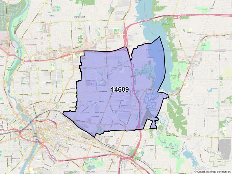 Map of ZIP Code 14609 — Rochester, NY