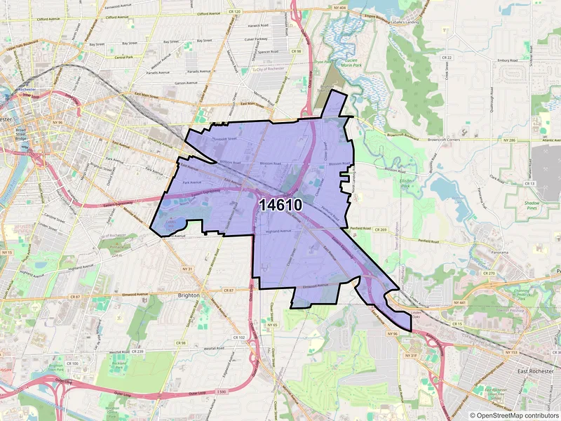 Map of ZIP Code 14610 — Rochester, NY