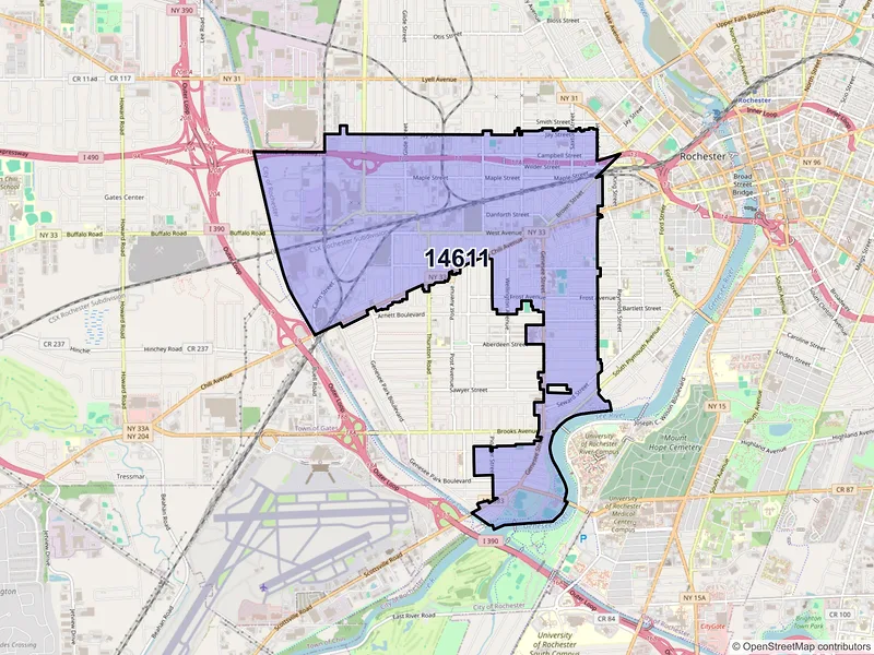Map of ZIP Code 14611 — Rochester, NY
