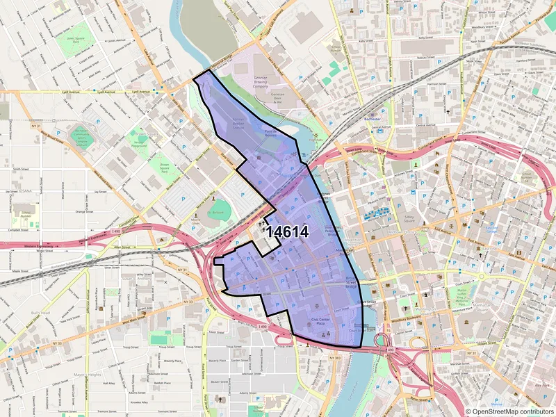 Map of ZIP Code 14614 — Rochester, NY