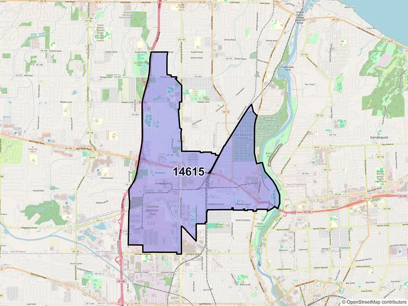 Map of ZIP Code 14615 — Rochester, NY