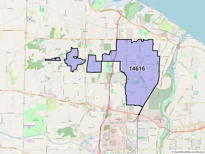 Map of ZIP Code 14616 — Rochester, NY