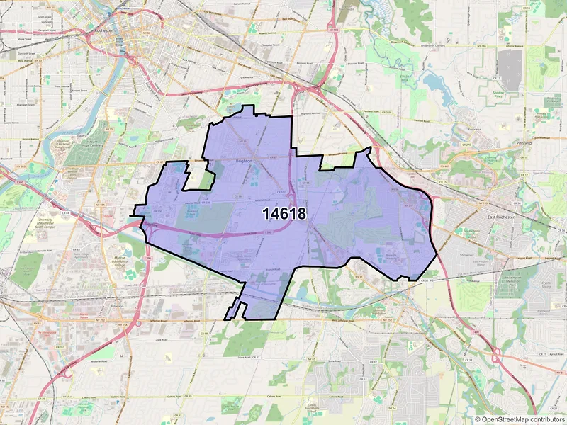 Map of ZIP Code 14618 — Rochester, NY