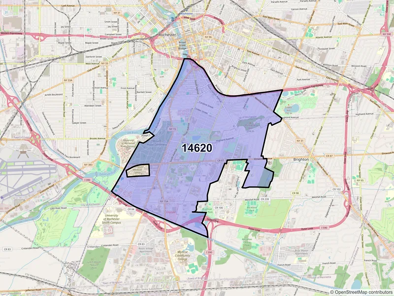 Map of ZIP Code 14620 — Rochester, NY