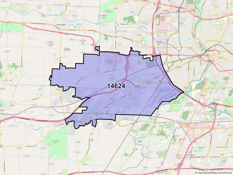 Map of ZIP Code 14624 — Rochester, NY