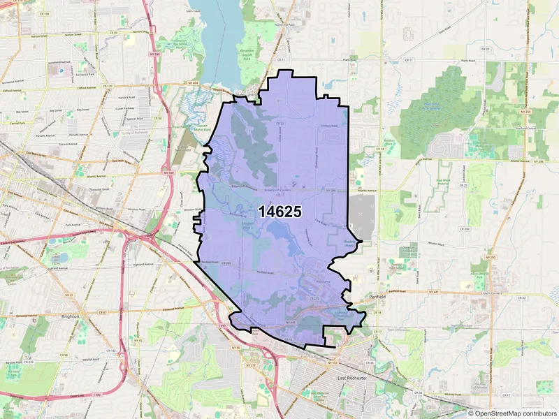 Map of ZIP Code 14625 — Rochester, NY